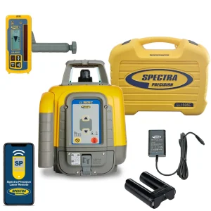 Spectra Precision LL1505C-4 Laser level Package with HL450 Receiver – Rechargeable Batteries
