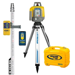 Spectra Precision LL1505C-82 Laser level Package with HR320 Receiver, Inches Rod, Tripod and Small Case – Alkaline Ba...