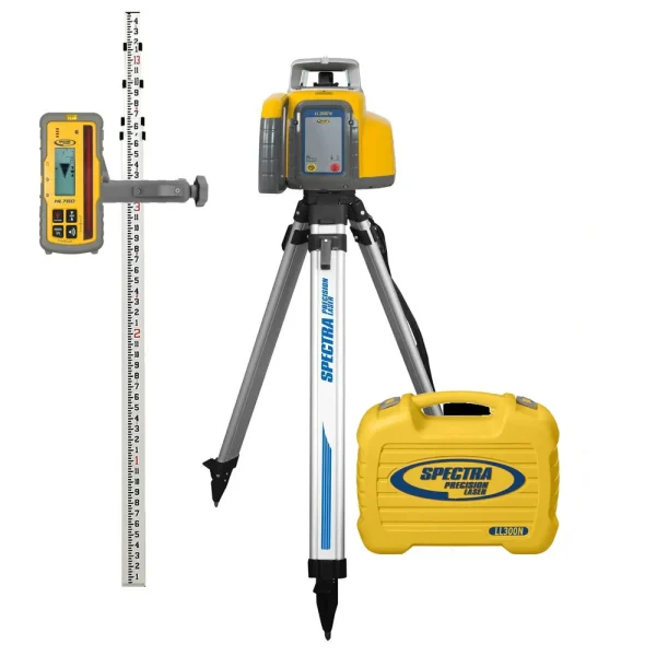 Spectra Precision LL300N-X11 Laser Package, Deluxe Reciever, TENTHS-Rod, HD Tripod and Small Case