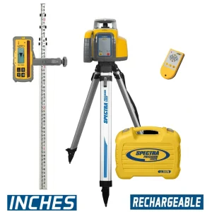 Spectra Precision LL300N-X22 PRO Laser Package, Deluxe Reciever, Remote Control, INCHES-Rod, HD Tripod, Rechargeble B...