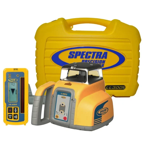 Spectra Precision LL300S-4 Laser level Package with HL450 Receiver – Rechargeable Batteries