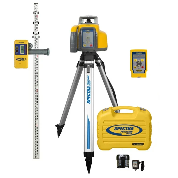 Spectra Precision LL300S-81 PRO Laser Package TENTHS-Rod, HD Tripod and Small Case