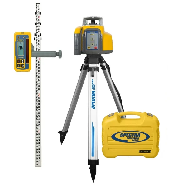 Spectra Precision LL300S-X1 PRO Laser Package – Rechargeable, HL450 Receiver, Remote, TENTHS-Rod, HD Tripod and Small...