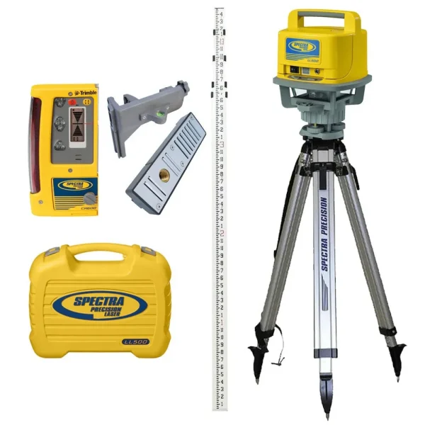 Spectra Precision LL500-12 Long Range Laser Complete Package w/ CR600 – INCHES Rod, Tripod