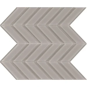 Interceramic Taupe Mosaic Tile Chevron Clear Finish Only 12″ x 12″ Sheet