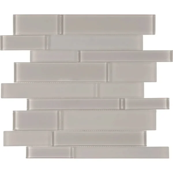 Interceramic Taupe Mosaic Tile Linear Mixed Clear and Matte Finish 12″ x 12″ Sheet