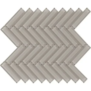 Interceramic Taupe Mosaic Tile Herringbone Clear Finish Only 11″ x 12-1/2″ Sheet