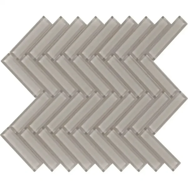 Interceramic Taupe Mosaic Tile Herringbone Clear Finish Only 11″ x 12-1/2″ Sheet