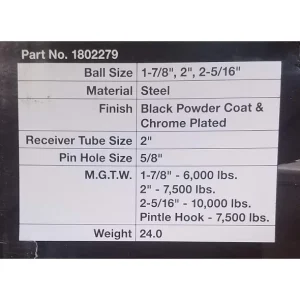 Tri-Ball Pintle Hook Receiver – TR-TBM12P - view 2