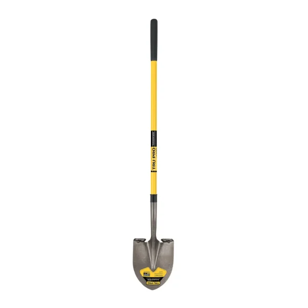 Truper Round-Point Shovel, Extended Steps, Fiberglass Handle 9in Grip PRL-F