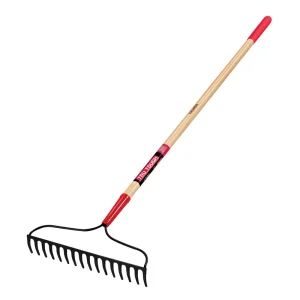 Truper Welded Bow Rake, 16 Tines, Wood Handle, 7 in Grip