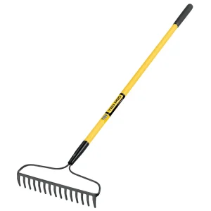 Truper Forged Bow Rake, 15 Tines, Fiberglass Handle 9in Grip R-16AM-FX