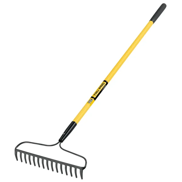 Truper Forged Bow Rake, 15 Tines, Fiberglass Handle 9in Grip R-16AM-FX