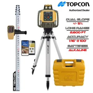 Topcon RL-HV2S Self-Leveling Dual Grade Laser DB Kit with LS-80X Receiver, Tenths Rod and Tripod / Alkaline – 1051612...