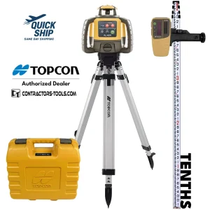 Topcon RL-H5A Self-Leveling Laser PS.DB2 Kit with LS-80X Receiver, Measuring Rod 10ths and Tripod – 1021200-50-K1