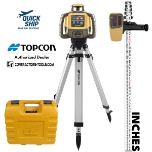 Topcon RL-H5A Self-Leveling Laser PS.DB2 Kit with LS-80X Receiver, Measuring Rod INCHES and Tripod – 1021200-50-K2