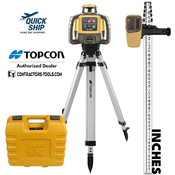 Topcon RL-H5A Self-Leveling Laser PS.DB2 Kit with LS-80X Receiver, Measuring Rod INCHES and Tripod – 1021200-50-K2