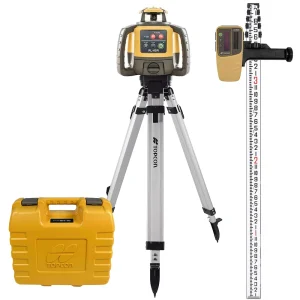 Topcon RL-H5A Self-Leveling Laser PS.DB Kit with LS-80X Receiver, Measuring Rod INCHES and Tripod – 1035259-01 Alkaline