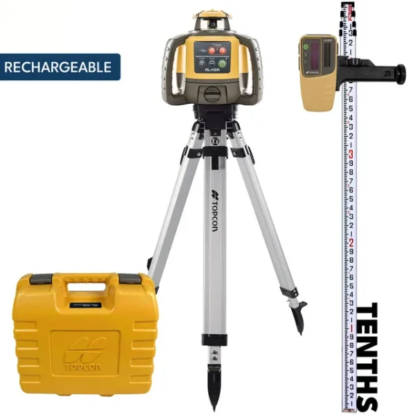 Topcon RL-H5A Self-Leveling Laser PS.RB Kit with LS-80L Receiver, Rechargeable Batteries, Measuring Rod 10ths and Tri...