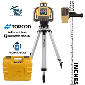 Topcon RL-H5A Self-Leveling Laser PS.RB Kit with LS-80X Receiver, Rechargeable Batteries, Measuring Rod INCHES and Tr...