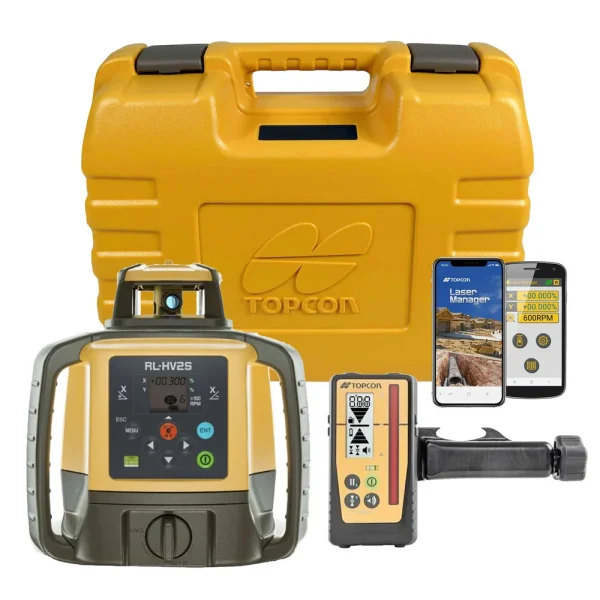 Topcon RL-HV2S Self-Leveling Dual Grade Laser RB Kit with LS-100D Receiver and ALKALINE Batteries- 1051612-22A