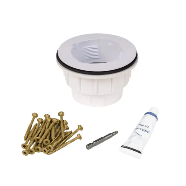KurbX Wood or Concrete Substrate Installation Package for New Construction | 2″ PVC Drain Waste Connector