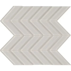 Interceramic White Mosaic Tile Chevron Clear Finish Only 12″ x 12″ Sheet