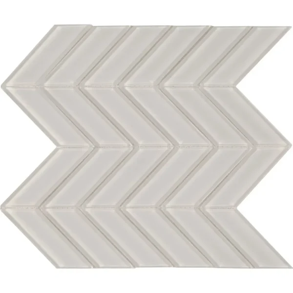 Interceramic White Mosaic Tile Chevron Clear Finish Only 12″ x 12″ Sheet